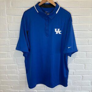 Nike University of Kentucky Wildcats Blue Dri-Fit Polo Golf Shirt Men's XXL 2XL